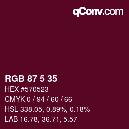 カラーコード: RGB 87 5 35 | qconv.com