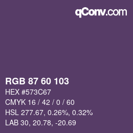 カラーコード: RGB 87 60 103 | qconv.com