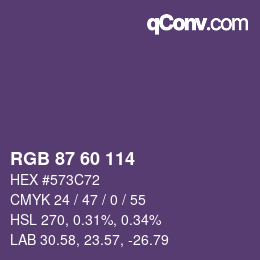 Color code: RGB 87 60 114 | qconv.com