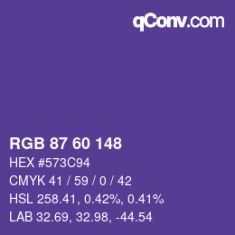 カラーコード: RGB 87 60 148 | qconv.com