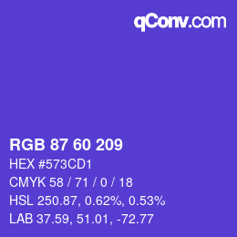 颜色代码: RGB 87 60 209 | qconv.com