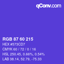カラーコード: RGB 87 60 215 | qconv.com