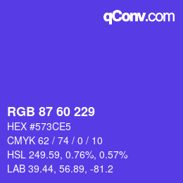 カラーコード: RGB 87 60 229 | qconv.com