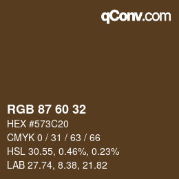 カラーコード: RGB 87 60 32 | qconv.com