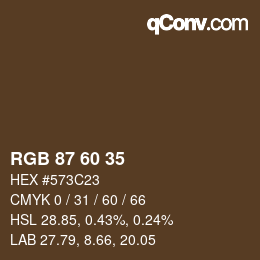 カラーコード: RGB 87 60 35 | qconv.com