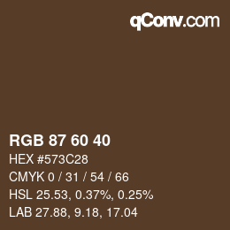 カラーコード: RGB 87 60 40 | qconv.com