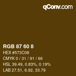 Color code: RGB 87 60 8 | qconv.com