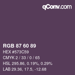 カラーコード: RGB 87 60 89 | qconv.com