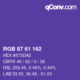 Color code: RGB 87 61 162 | qconv.com