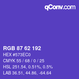 Color code: RGB 87 62 192 | qconv.com