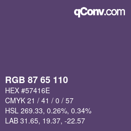 颜色代码: RGB 87 65 110 | qconv.com