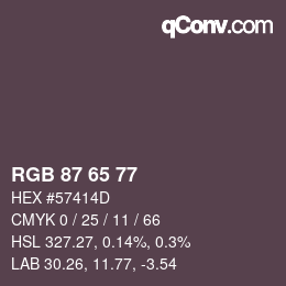 Color code: RGB 87 65 77 | qconv.com