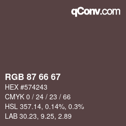 Color code: RGB 87 66 67 | qconv.com