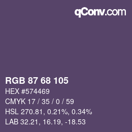 カラーコード: RGB 87 68 105 | qconv.com