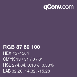 Color code: RGB 87 69 100 | qconv.com