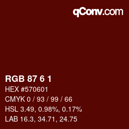 カラーコード: RGB 87 6 1 | qconv.com