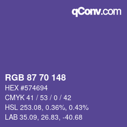颜色代码: RGB 87 70 148 | qconv.com