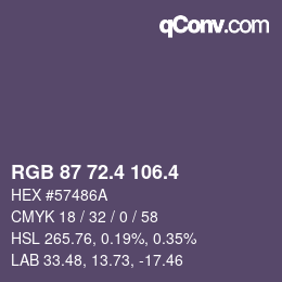 カラーコード: RGB 87 72.4 106.4 | qconv.com