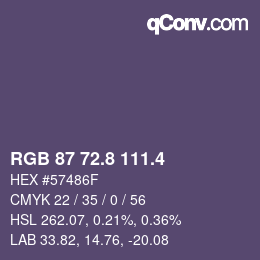 カラーコード: RGB 87 72.8 111.4 | qconv.com