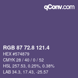 カラーコード: RGB 87 72.8 121.4 | qconv.com