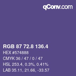 カラーコード: RGB 87 72.8 136.4 | qconv.com