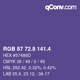 カラーコード: RGB 87 72.8 141.4 | qconv.com