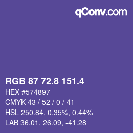 カラーコード: RGB 87 72.8 151.4 | qconv.com