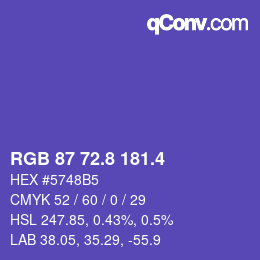 カラーコード: RGB 87 72.8 181.4 | qconv.com