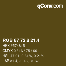 カラーコード: RGB 87 72.8 21.4 | qconv.com