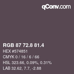 カラーコード: RGB 87 72.8 81.4 | qconv.com