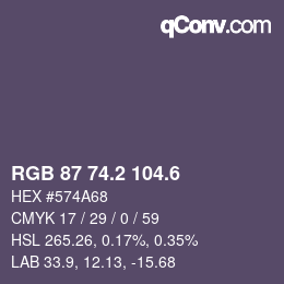 カラーコード: RGB 87 74.2 104.6 | qconv.com