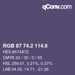 カラーコード: RGB 87 74.2 114.6 | qconv.com