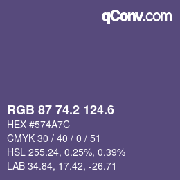 カラーコード: RGB 87 74.2 124.6 | qconv.com