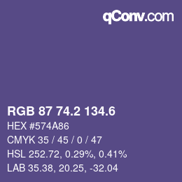 カラーコード: RGB 87 74.2 134.6 | qconv.com