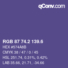 カラーコード: RGB 87 74.2 139.6 | qconv.com