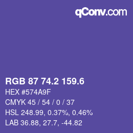 カラーコード: RGB 87 74.2 159.6 | qconv.com