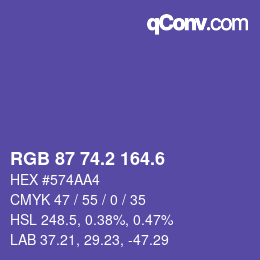 カラーコード: RGB 87 74.2 164.6 | qconv.com