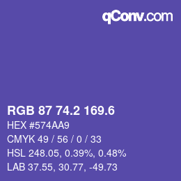 カラーコード: RGB 87 74.2 169.6 | qconv.com