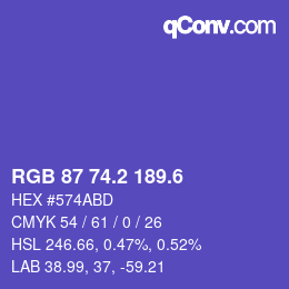カラーコード: RGB 87 74.2 189.6 | qconv.com