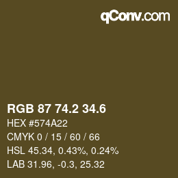 カラーコード: RGB 87 74.2 34.6 | qconv.com
