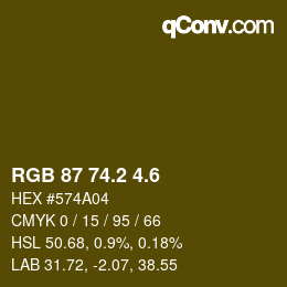 カラーコード: RGB 87 74.2 4.6 | qconv.com