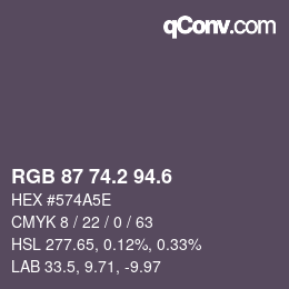 カラーコード: RGB 87 74.2 94.6 | qconv.com