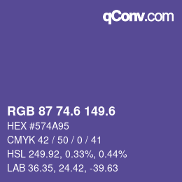カラーコード: RGB 87 74.6 149.6 | qconv.com
