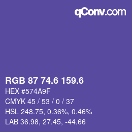 カラーコード: RGB 87 74.6 159.6 | qconv.com
