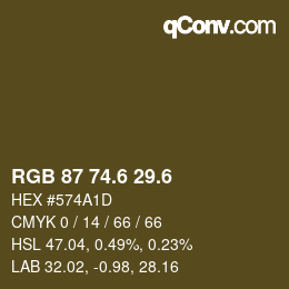 カラーコード: RGB 87 74.6 29.6 | qconv.com