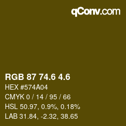 カラーコード: RGB 87 74.6 4.6 | qconv.com