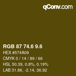 カラーコード: RGB 87 74.6 9.6 | qconv.com