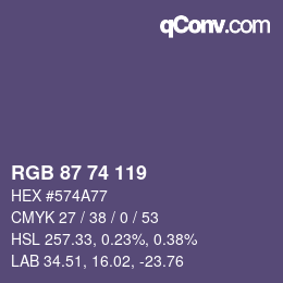 Color code: RGB 87 74 119 | qconv.com