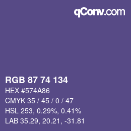 Color code: RGB 87 74 134 | qconv.com