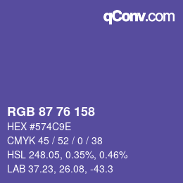 Color code: RGB 87 76 158 | qconv.com
